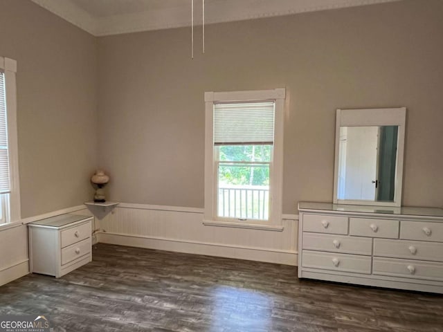 243 Old Acworth Rd, Dallas, GA 30132 - unfurnished bedroom with a wainscoted wall and dark wood-style flooring