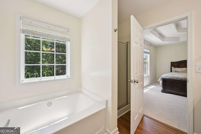 3705 Tate Pl, Austell, GA 30106 - bathroom with plenty of natural light, a garden tub, a stall shower, and ensuite bathroom