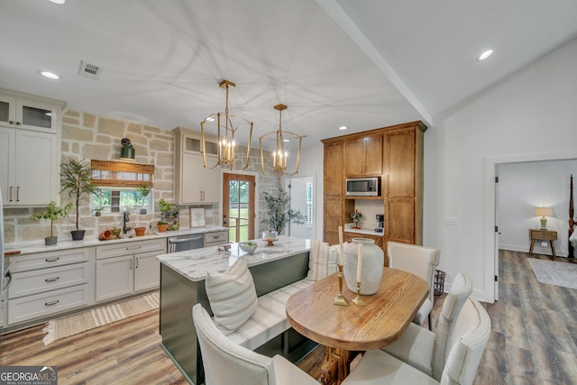 1354 Lakeway Rd, East Dublin, GA 31027 - dining area featuring a chandelier, recessed lighting, and light wood-style flooring