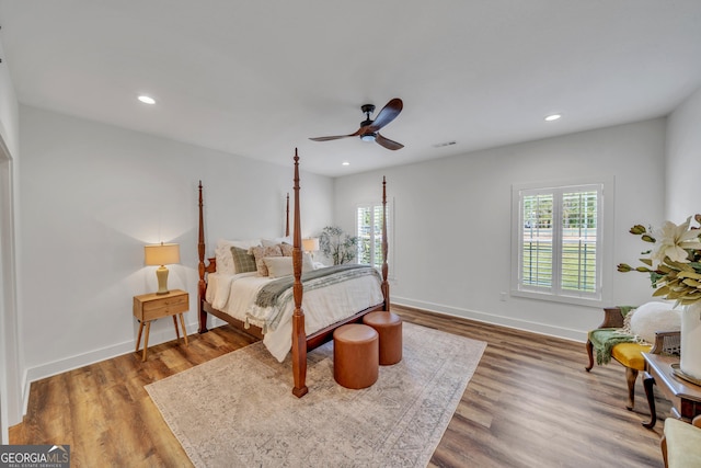 1354 Lakeway Rd, East Dublin, GA 31027 - bedroom with recessed lighting, ceiling fan, and wood finished floors
