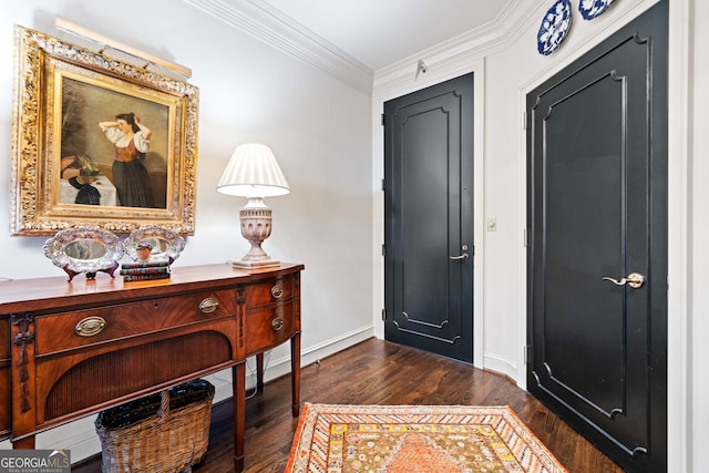 2660 Peachtree Rd Unit 6A, Atlanta, GA 30305 - entryway with dark wood-type flooring and ornamental molding
