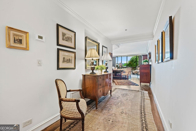 2660 Peachtree Rd Unit 6A, Atlanta, GA 30305 - corridor featuring crown molding and wood finished floors