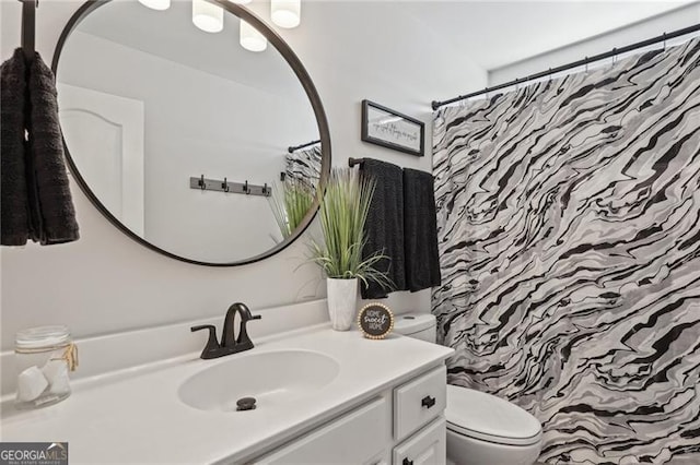 1017 Preserve Park Dr, Loganville, GA 30052 - bathroom featuring vanity and a shower with curtain