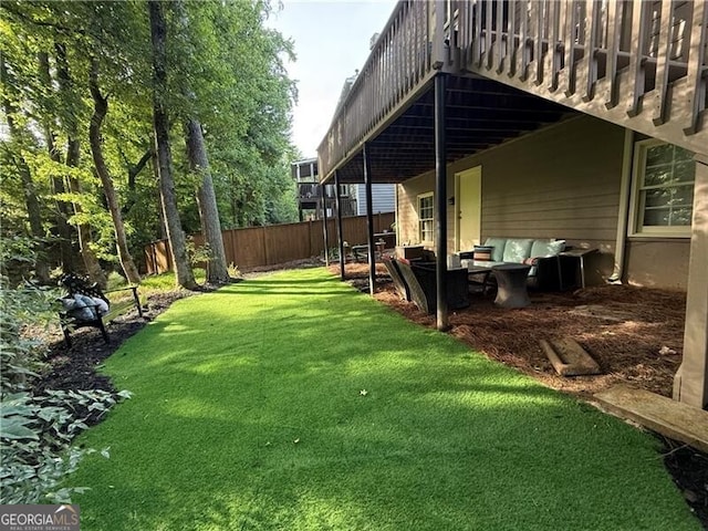 10000 Barston Ct, Johns Creek, GA 30022 - fenced backyard with an outdoor hangout area