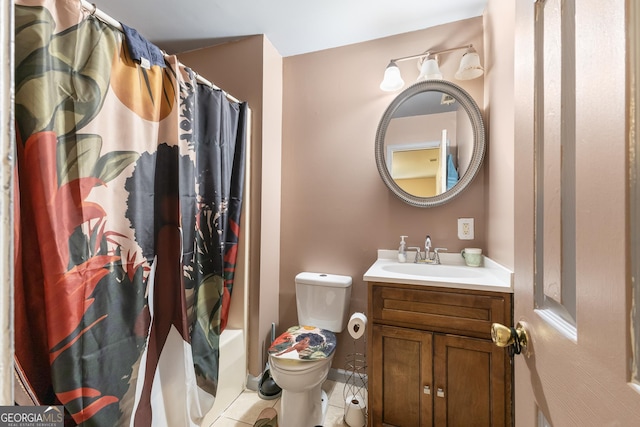 117 Sarsen Cir, Athens, GA 30606 - bathroom featuring vanity, toilet, shower / bath combination with curtain, and tile patterned floors