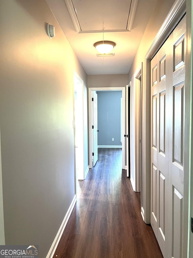 1905 Ridgefield Way, Dalton, GA 30720 - corridor with attic access, dark wood-type flooring, and baseboards