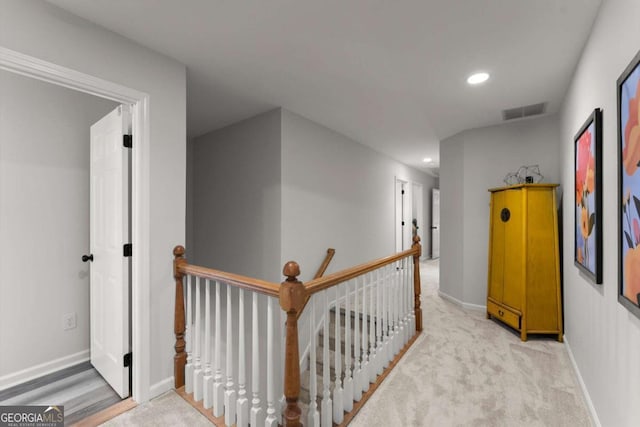 2936 Summitop Rd NE, Marietta, GA 30066 - corridor featuring an upstairs landing, recessed lighting, light colored carpet, and baseboards
