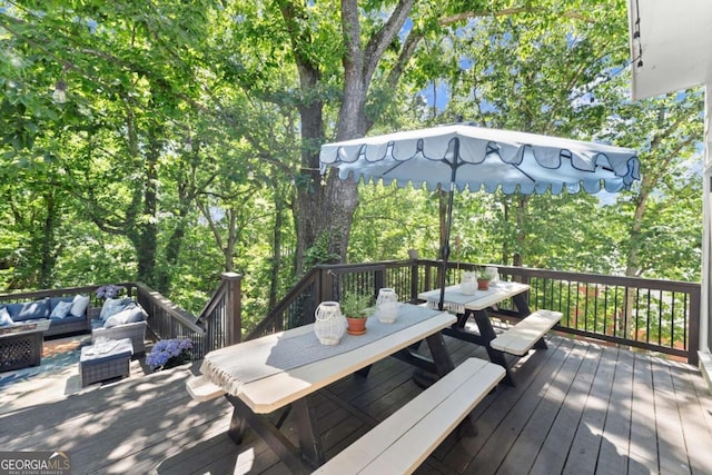 2936 Summitop Rd NE, Marietta, GA 30066 - wooden terrace with outdoor lounge area and outdoor dining area
