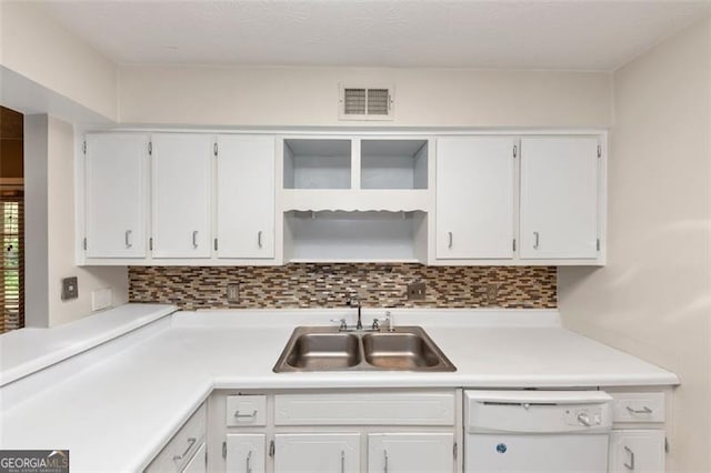916 Forest Pointe Way, Jonesboro, GA 30238 - kitchen with a sink, open shelves, white cabinets, and light countertops