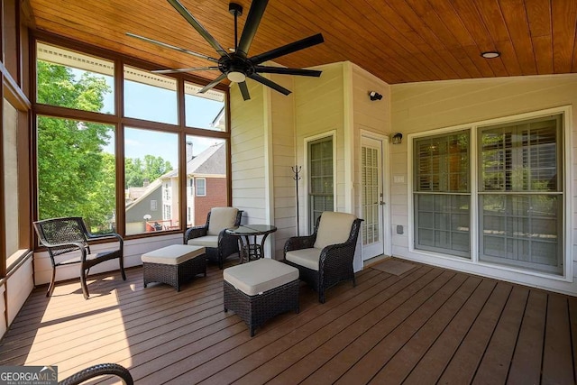 2484 Mossy Branch Dr, Snellville, GA 30078 - sunroom / solarium with healthy amount of natural light, ceiling fan, lofted ceiling, and an outdoor hangout area