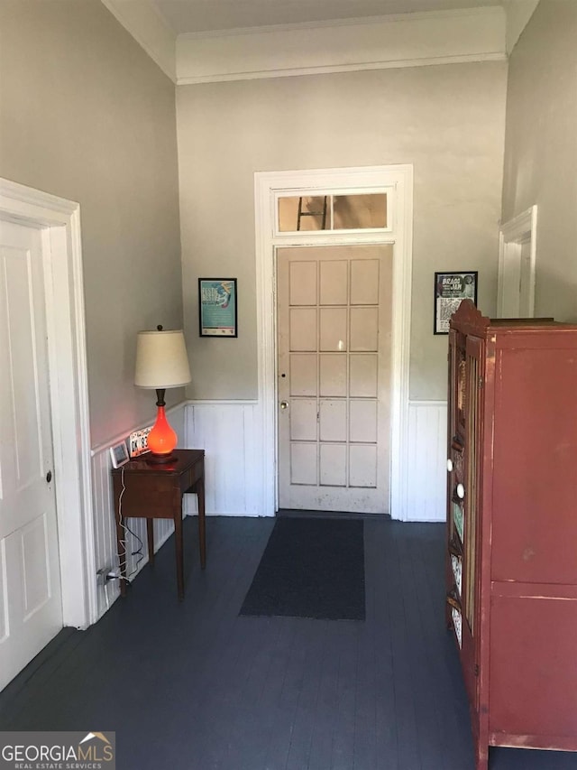 1432 Calhoun St, Macon, GA 31201 - entryway with hardwood / wood-style flooring, wainscoting, and ornamental molding