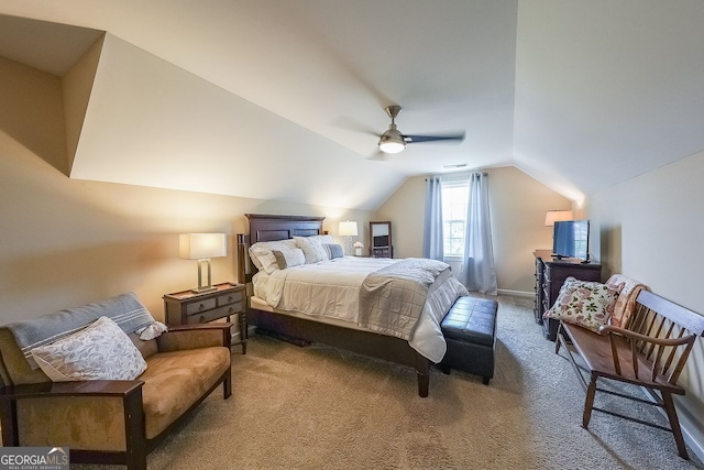 265 Enfield Ln, Mcdonough, GA 30252 - carpeted bedroom with lofted ceiling and a ceiling fan