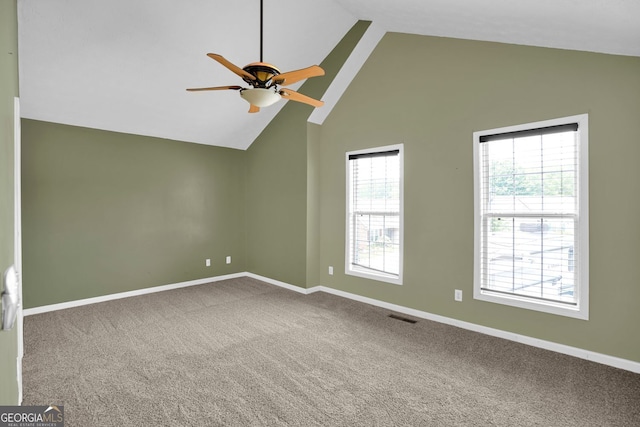 4000 Mcpherson Dr, Acworth, GA 30101 - carpeted empty room featuring a ceiling fan and high vaulted ceiling