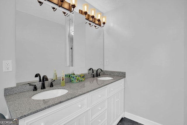 4000 Mcpherson Dr, Acworth, GA 30101 - bathroom with double vanity and a chandelier