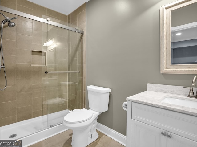 4000 Mcpherson Dr, Acworth, GA 30101 - bathroom featuring vanity, a stall shower, and tile patterned floors
