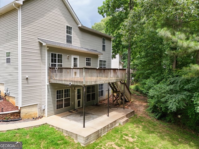 4000 Mcpherson Dr, Acworth, GA 30101 - rear view of house featuring a wooden deck, a patio, and stairway