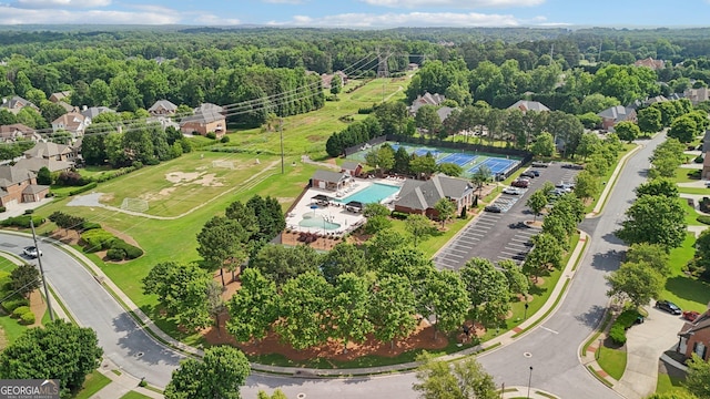 2871 Trailing Ivy Way, Buford, GA 30519 - aerial view of a pool and a heavily wooded area
