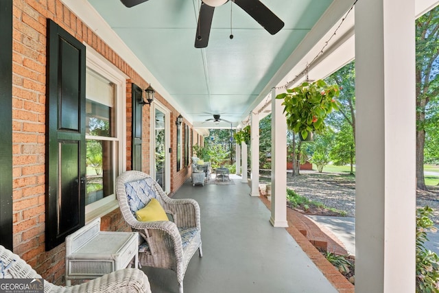 401 Riverwalk, Mcdonough, GA 30252 - covered porch featuring a ceiling fan