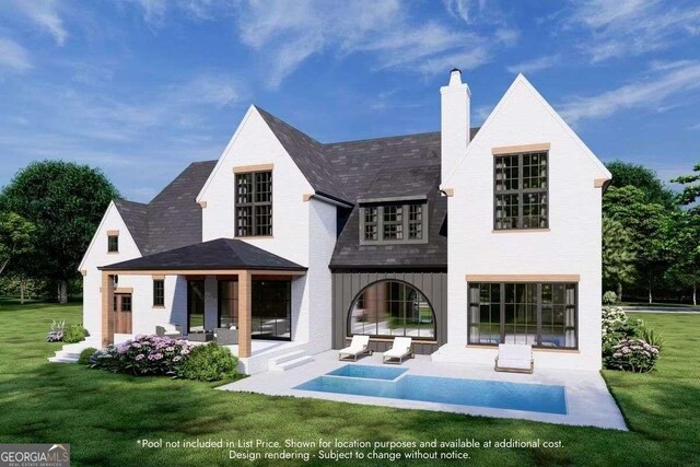 7160 Shady Grove Rd, Cumming, GA 30041 - back of property featuring a patio, a chimney, a yard, and an outdoor pool