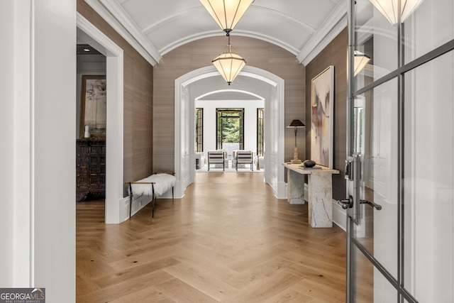 4560 Harris Trl, Atlanta, GA 30327 - foyer with arched walkways and french doors