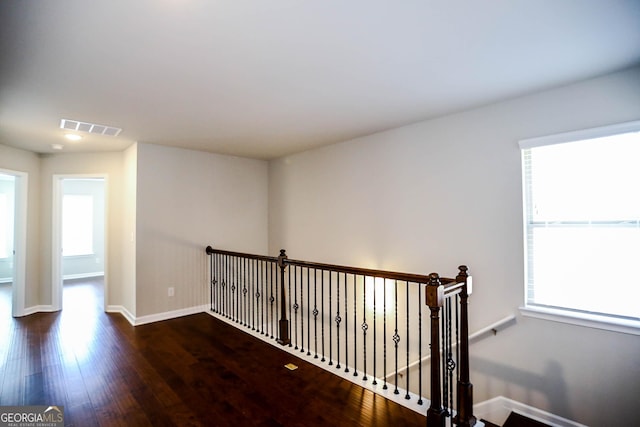 2304 Shetley Creek Dr, Norcross, GA 30071 - hall featuring plenty of natural light, wood finished floors, an upstairs landing, and recessed lighting