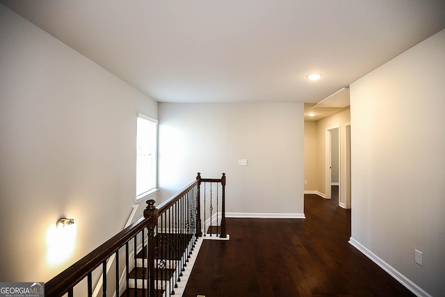 2304 Shetley Creek Dr, Norcross, GA 30071 - corridor featuring an upstairs landing, baseboards, dark wood-type flooring, and recessed lighting