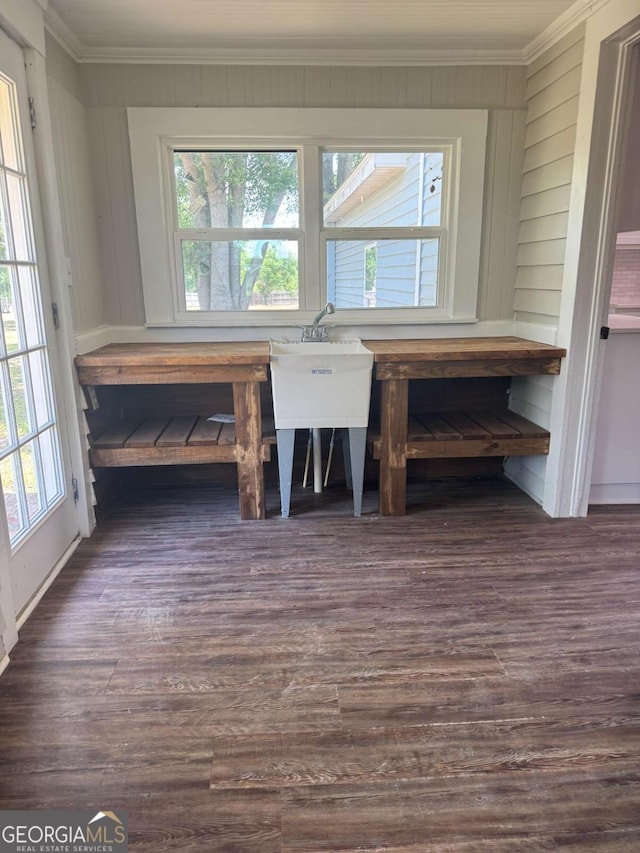 3 Thurman Dasher Rd, Reidsville, GA 30453 - unfurnished dining area featuring crown molding and dark wood-style flooring