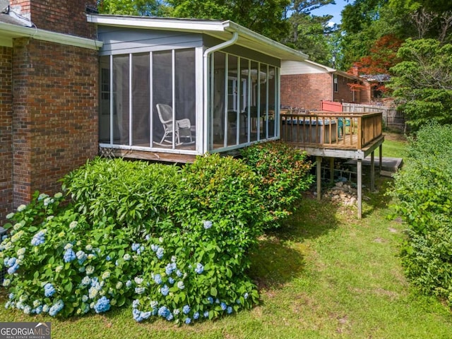 8415 Ridge Rd, Fairburn, GA 30213 - view of yard featuring a sunroom and a deck
