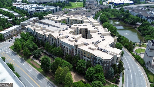 390 17th St NW Unit 2040, Atlanta, GA 30363 - aerial overview of property's location featuring a nearby body of water and apartment complex / building