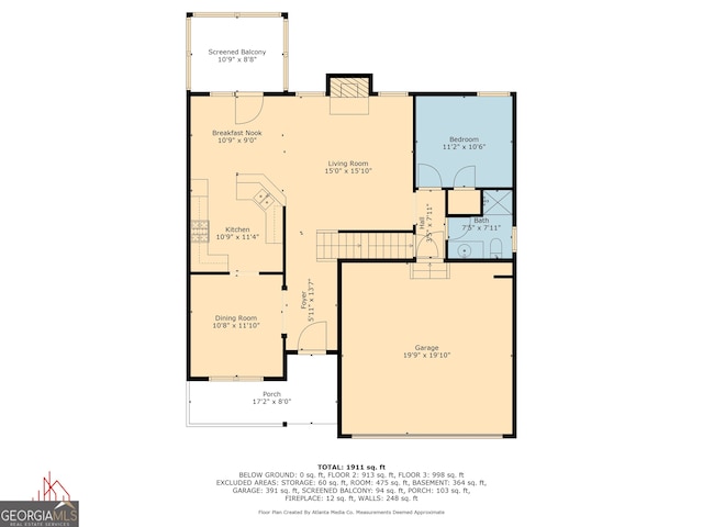 1537 Maplecliff Way, Sugar Hill, GA 30518 - property floor plan