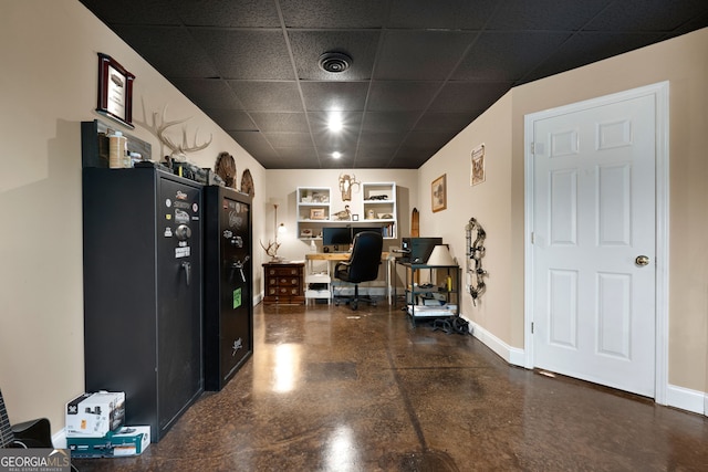425 Wagers Mill Rd, Newnan, GA 30263 - kitchen with a drop ceiling, finished concrete floors, an office area, and baseboards