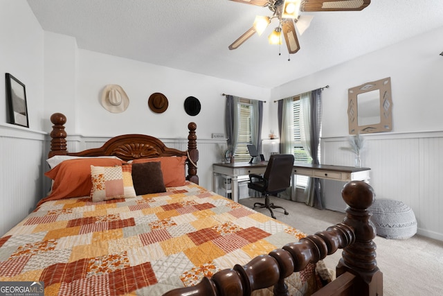 425 Wagers Mill Rd, Newnan, GA 30263 - carpeted bedroom with wainscoting, a ceiling fan, and an office area