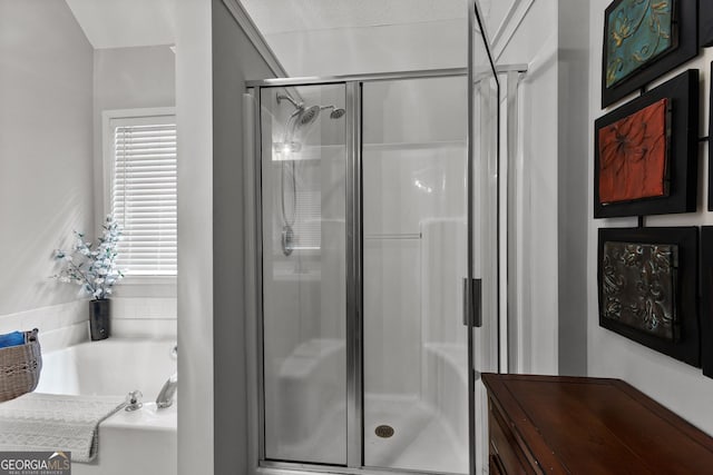 264 Baldwin Ct, Newnan, GA 30263 - bathroom featuring a stall shower and a garden tub