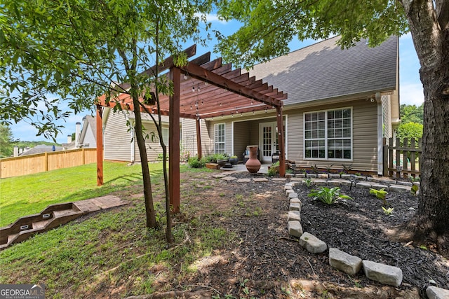 264 Baldwin Ct, Newnan, GA 30263 - rear view of house featuring a pergola, a shingled roof, and a patio