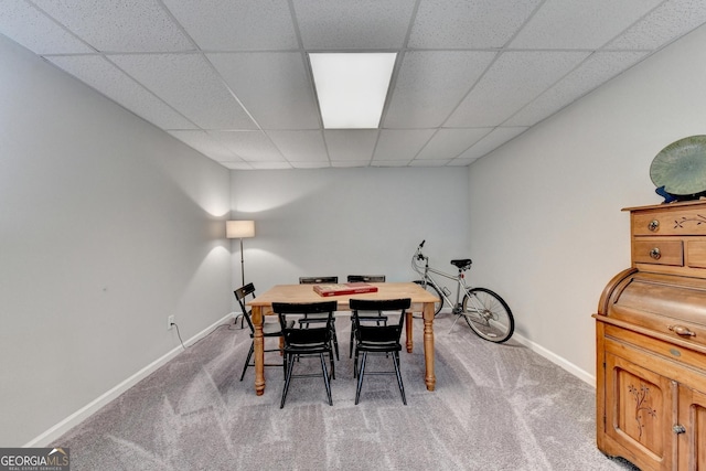 310 Medridge Dr, Alpharetta, GA 30022 - dining room featuring a drop ceiling, light colored carpet, and baseboards