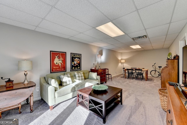 310 Medridge Dr, Alpharetta, GA 30022 - carpeted living room featuring a drop ceiling and baseboards