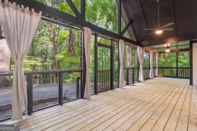532 Coffee Cove Dr, Jasper, GA 30143 - unfurnished sunroom with a ceiling fan and vaulted ceiling