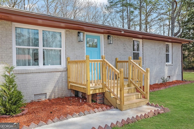 2030 Euclid St, Statham, GA 30666 - entrance to property featuring crawl space and brick siding