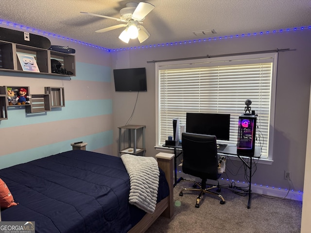 40 Legend Creek Chase, Douglasville, GA 30134 - carpeted bedroom with a textured ceiling and ceiling fan