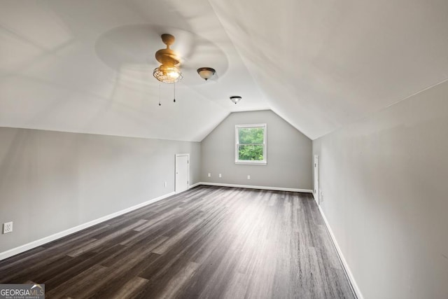 2230 Ewing Chapel Rd, Dacula, GA 30019 - additional living space featuring lofted ceiling, dark wood-type flooring, and ceiling fan