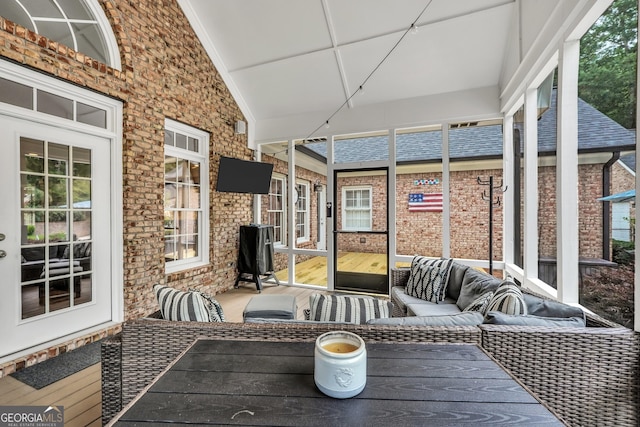 704 Branchview Ct, Mcdonough, GA 30252 - sunroom with an outdoor living space, healthy amount of natural light, and vaulted ceiling