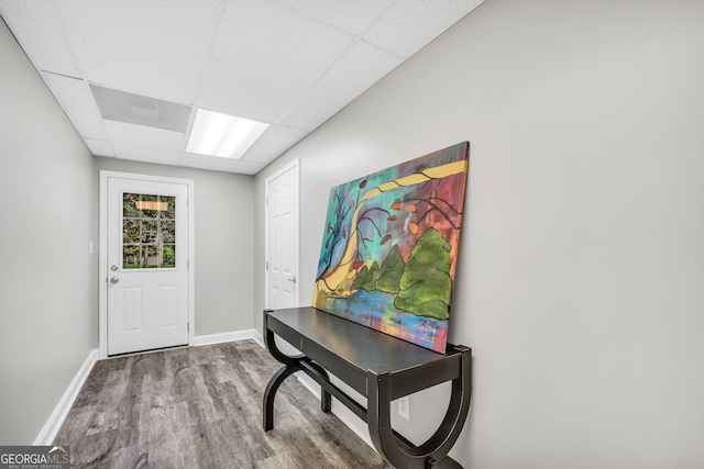 704 Branchview Ct, Mcdonough, GA 30252 - foyer entrance with a paneled ceiling, wood finished floors, and baseboards