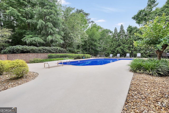 704 Branchview Ct, Mcdonough, GA 30252 - view of pool featuring a patio and view of scattered trees