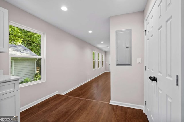 5 Windsor Ter, Avondale Estates, GA 30002 - hall with electric panel, dark wood-style flooring, plenty of natural light, and recessed lighting
