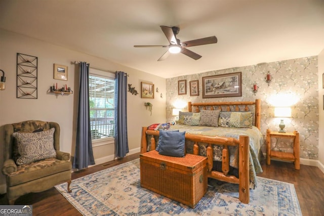 287 Napier Dr, Eatonton, GA 31024 - bedroom featuring baseboards, wood finished floors, and ceiling fan
