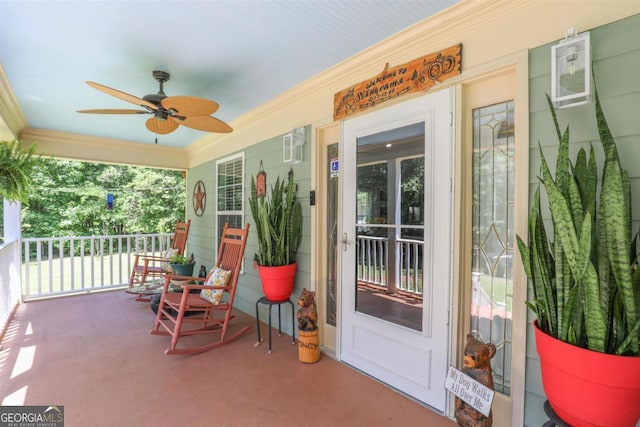 287 Napier Dr, Eatonton, GA 31024 - covered porch featuring ceiling fan