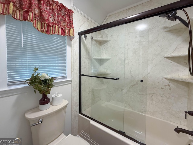712 Boy Scout Rd, Newnan, GA 30263 - bathroom with bath / shower combo with glass door and toilet