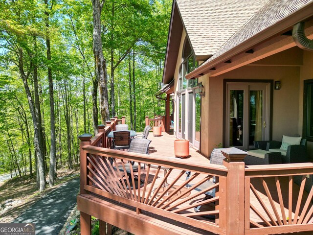 1289 Rainwater Trl, Tiger, GA 30576 - view of wooden terrace