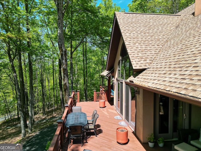 1289 Rainwater Trl, Tiger, GA 30576 - wooden deck featuring outdoor dining space