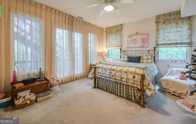 1289 Rainwater Trl, Tiger, GA 30576 - bedroom featuring carpet flooring and ceiling fan